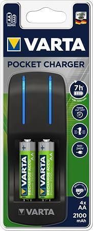 Battery charger, AA/AAA, 4x2100 mAh AA, VARTA &quot;Pocket&quot;