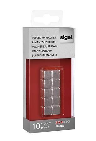 Magnety &quot;Superdym&quot;, stříbrná, tvar kostky, silný, 10 ks, 10 x 10 x 10 mm, SIGEL 