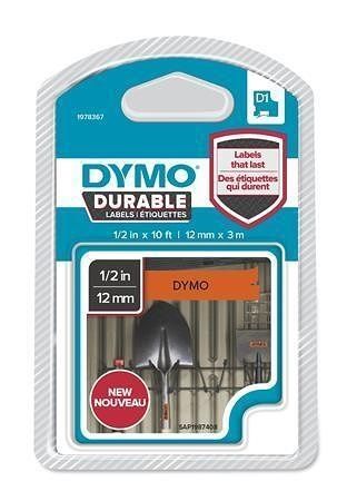 Páska &quot;D1 Durable&quot;, černá na oranžové, 12 mm x 3 m, DYMO