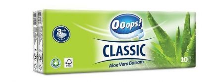 Kapesníky, 3-vrstvé, 10x10ks, &quot;Ooops! Classic&quot;, aloe vera