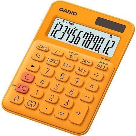 Kalkulačka &quot;MS 20 UC&quot;, oranžová, stolní, 12 místný displej, CASIO