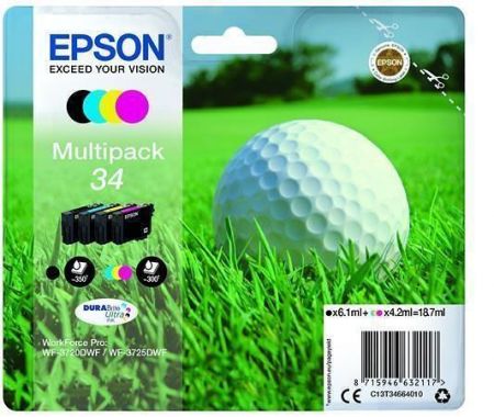 T34664010 Inkoust multipack pro, WorkForce WF-3720DWF tiskárnu, EPSON, c+m+y+b, 18,7 ml