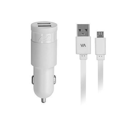 Nabíječka do auta &quot;VA 4223 WD1&quot;, bílá, 2 x USB, 3,4A, datový kabel micro USB, RIVACASE