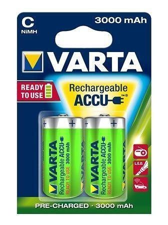 Nabíjecí baterie, C (malý monočlánek), 2x3000 mAh, přednabité, VARTA &quot;Power Accu&quot;