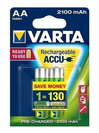 Nabíjecí baterie, AA (tužková), 2x2100 mAh, přednabité, VARTA &quot;Longlife Accu&quot;