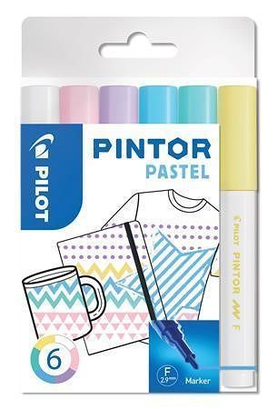 Set dekorativních popisovačů &quot;Pintor F&quot;, pastelová, 6 barev, 1 mm, PILOT