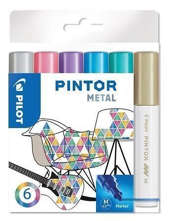 Set dekorativních popisovačů &quot;Pintor M&quot;, metalická, 6 barev, 1,4 mm, PILOT