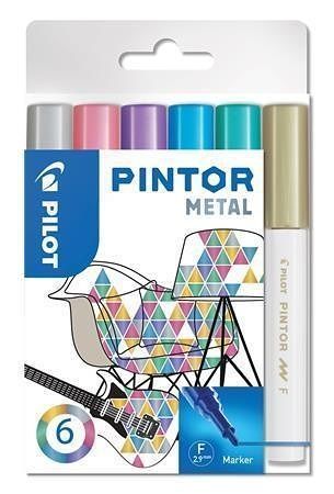 Set dekorativních popisovačů &quot;Pintor F&quot;, metalická, 6 barev, 1 mm, PILOT