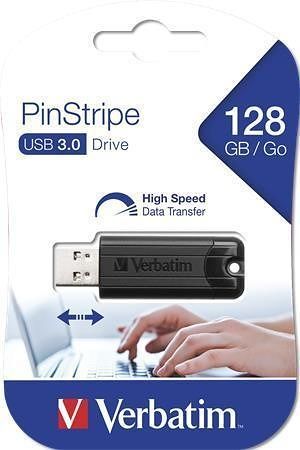 128GB USB Flash disk &quot;PinStripe&quot;, USB 3.0, VERBATIM, černý