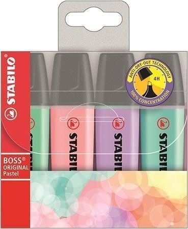 Zvýrazňovač &quot;BOSS original Pastel&quot;, 4 pastelové barvy, 2-5mm, STABILO