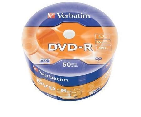 DVD-R 4,7GB, 16x, matné, 50 ks, Verbatim