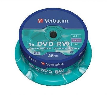 DVD-RW, 4,7GB, 4x, Verbatim, 25-cake