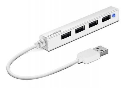 USB-HUB &quot;Snappy Slim&quot;, bílá, 4 porty, USB, 2.0, SPEEDLINK