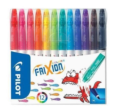 Fixy &quot;Frixion Colors&quot;, sada,12 barev, 0,39-0,7 mm, vymazatelný, PILOT 