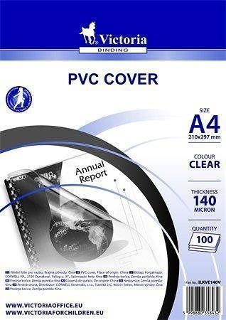 Přední strana pro kroužkovou vazbu, průhledná, 140 micron, A4, VICTORIA