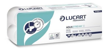 Toaletní papír &quot;Aquastream 10&quot;, bílá, 2-vrstvý, 22 m, LUCART, 10 ks