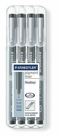 Liner &quot;Pigment Liner&quot;, sada, černá, STAEDTLER