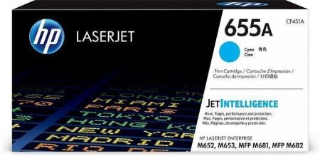 CF451A Toner pro Color LaserJet M681, M682 tiskárny, HP 655A, cyan, 10,5 tis. stran