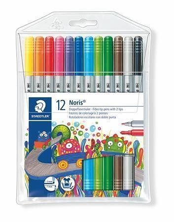 Fixy &quot;Noris Club 320&quot;, 12 barev, sada, 1-3 mm, oboustranné, vypratelné, STAEDTLER