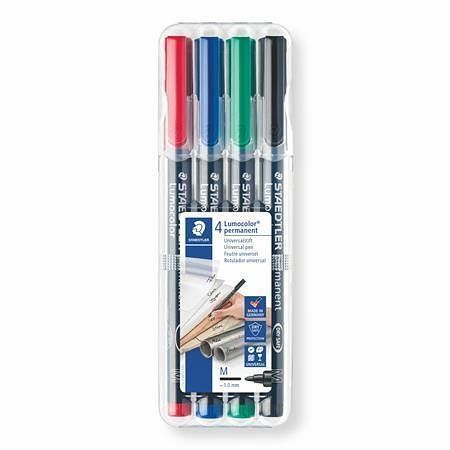 Permanentní popisovač &quot;Lumocolor 317 M&quot;, 4 barvy, 1mm, OHP, STAEDTLER