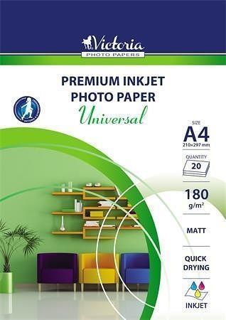 Fotografický papír &quot;Universal&quot;, do inkoustové tiskárny, matný, A4, 180g, VICTORIA