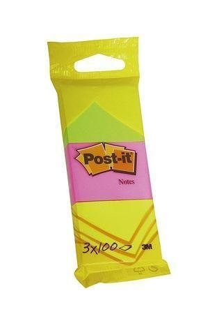 Samolepicí bloček, nenové barvy, 38x51 mm, 3x100 listů, 3M POSTIT