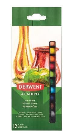 Olejové křídy &quot;Academy&quot;, 12 různých barev, DERWENT