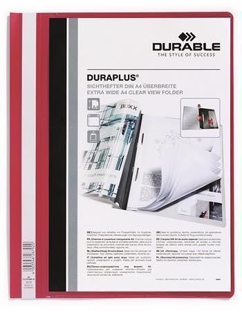 Desky s rychlovazačem &quot;DURAPLUS®&quot;, červená, A4, široké, DURABLE