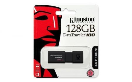 USB flash disk &quot;DT100&quot;, černá, 128GB, USB 3.0, KINGSTON