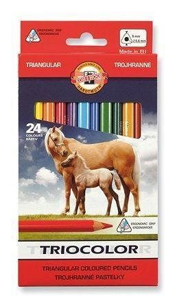 Barevné pastelky &quot;Triocolour kůň 3142/12&quot;, 24ks, trojhranné, KOH-I-NOOR