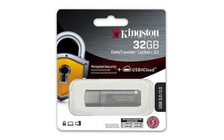 USB flash disk &quot;DTLPG3&quot;, stříbrná, 32GB, USB 3.0, 135/40 MB/s, s šifrováním, KINGSTON