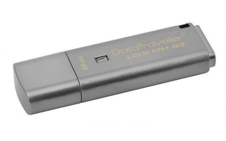 USB Flash disk &quot;DTLPG3&quot;, 8GB, stříbrná, 10/80MB/sec, USB 3.0, zabezpečení heslem, KINGSTON