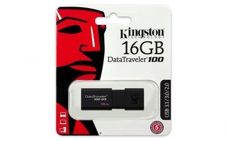 USB flash disk &quot;DT100 G3&quot;, černá, 16GB, USB 3.0, KINGSTON