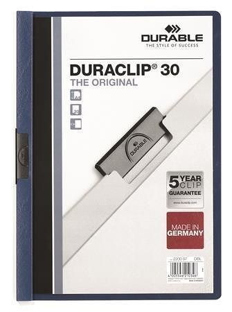 Desky s rychlovazačem &quot;DURACLIP® 30&quot;, tmavě modrá, s klipem, A4, DURABLE