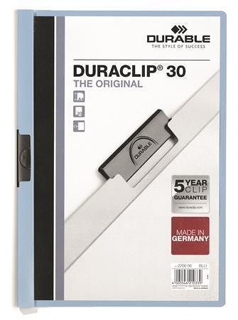 Desky s rychlovazačem &quot;DURACLIP® 30&quot;, modrá, s klipem, A4, DURABLE