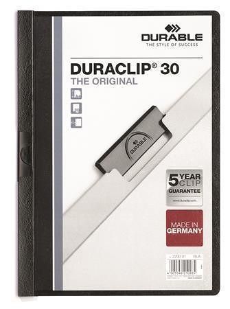 Desky s rychlovazačem &quot;DURACLIP® 30&quot;, černá, s klipem, A4, DURABLE