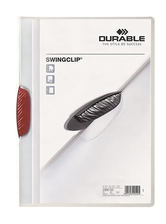 Desky s rychlovazačem &quot;Swingclip® 30&quot;, červená, s klipem, A4, PP, DURABLE