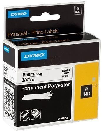 Páska, polyester, 19 mm x 5,5m, DYMO &quot;ID1&quot;, bílá-černá