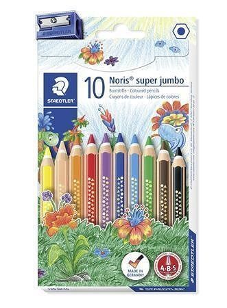 Barevné pastelky &quot;Noris Club Super Jumbo&quot;, 10 barev, sada, šestihranné, maxi, STAEDTLER