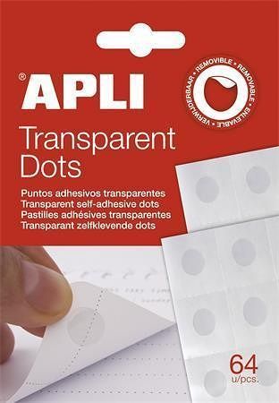 Lepící tečky &quot;Transparent Dots&quot;, průhledné, odnímatelné, APLI