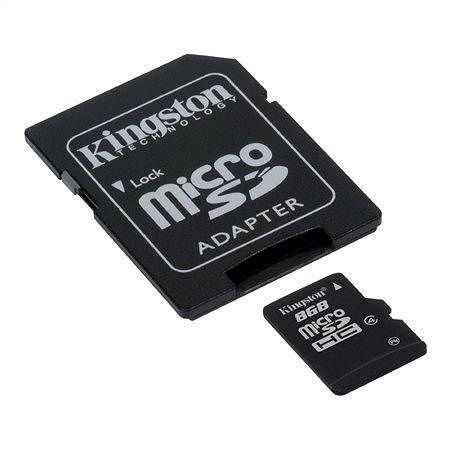 Paměťová karta microSDHC, 8GB, Class 4, 4 MB/s, s adaptérem, KINGSTON