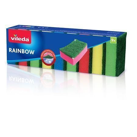 Čistící houba, 9 ks, VILEDA &quot;Rainbow&quot;