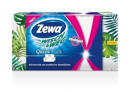 Kuchyňské utěrky &quot;Wisch&amp;Weg Quick Pack&quot;, 2 vrstvé, 75 listů, ZEWA