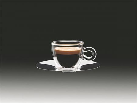 Hrnek espresso s nerezovým podšálkem &quot;Thermo&quot;, 6,5 cl, dvoustěnný