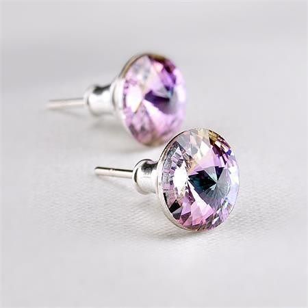 Naušnice,&quot;MADE WITH SWAROVSKI ELEMENTS&quot;, amethyst fialová, 8mm