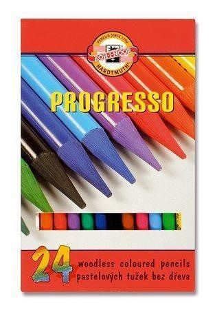 Barevné pastelky &quot;Progresso 8758/24&quot;, 24ks, bez dřeva, KOH-I-NOOR