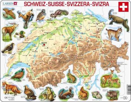 Puzzle Mapa Švýcarsko 75 dílků