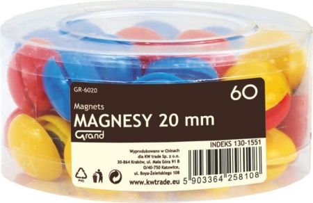 Magnet v plastu kulatý 20mm barevný mix 60ks 130-1551