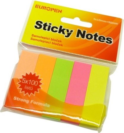 Notes Y neon 50 x 15 5 barev