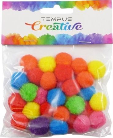 Pom poms 20mm bar.neon mix 30ks